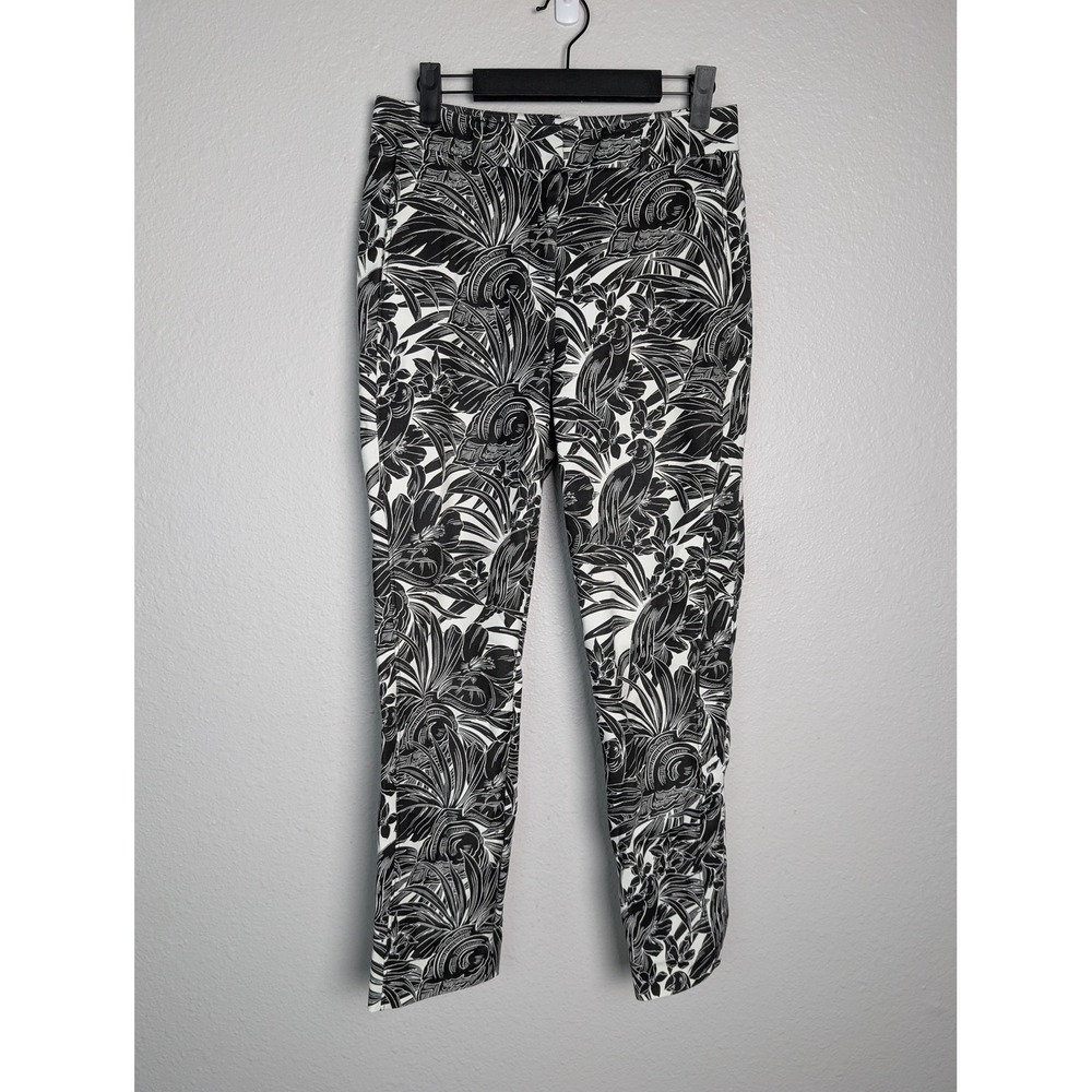 Pants Womens 4 Black Floral Ankle‎ Tapered Knit Stretch Casual Slim Pockets